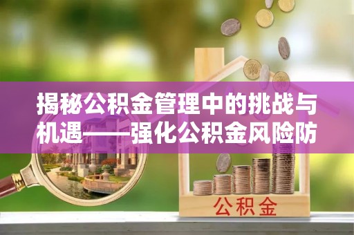 丰原揭秘公积金管理中的挑战与机遇——强化公积金风险防控的多维策略