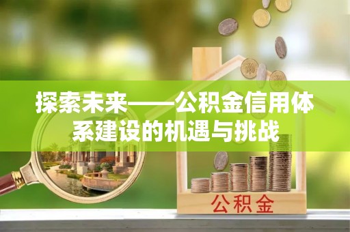 丰原探索未来——公积金信用体系建设的机遇与挑战