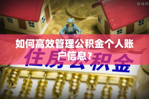 丰原如何高效管理公积金个人账户信息？